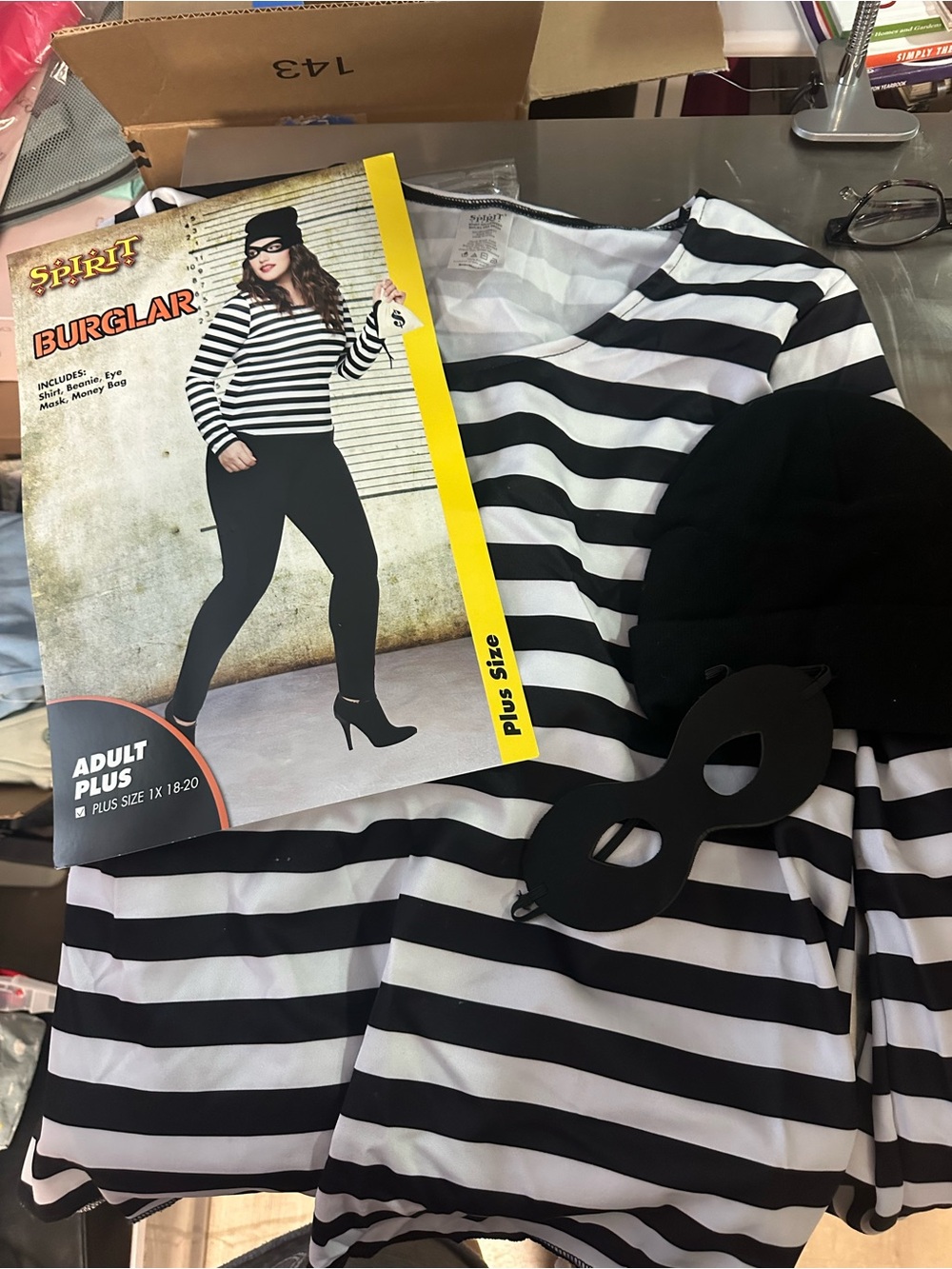 Spirit Black & White Striped Burglar Costume Set